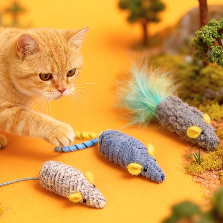 Catnip Interactive Plush Mouse - Игрушки для кошек, 3 шт., плюшевые