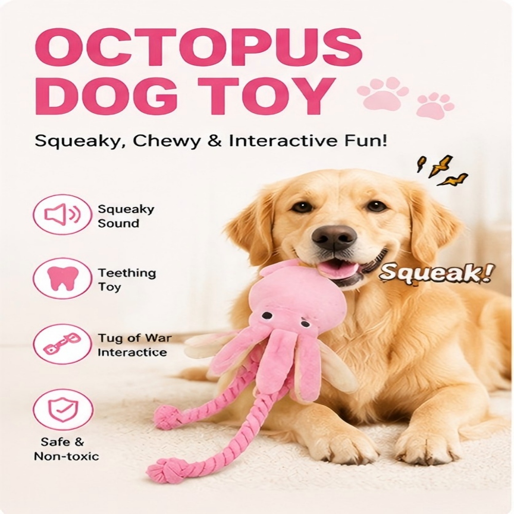 Dog Rope Toy Aggressive Chewers - Гигантская плюшевая игрушка-осьминог для собак с