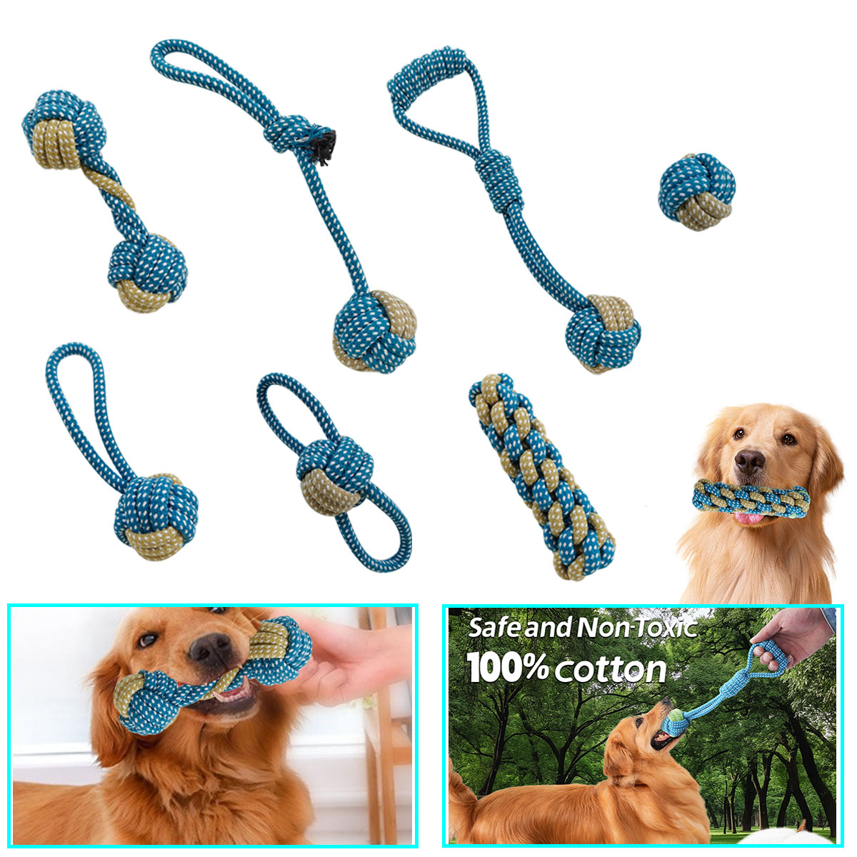 Teeth Cleaning Dog Chew Bone - Новинка, 7 шт., жевательная веревка с