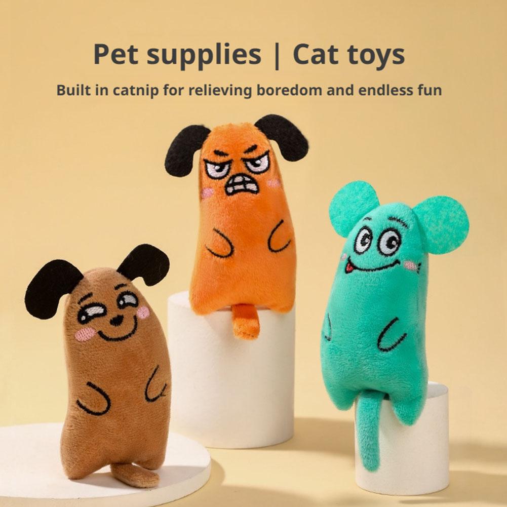 Catnip Interactive Plush Mouse - Игрушки для кошек с мультяшным выражением,