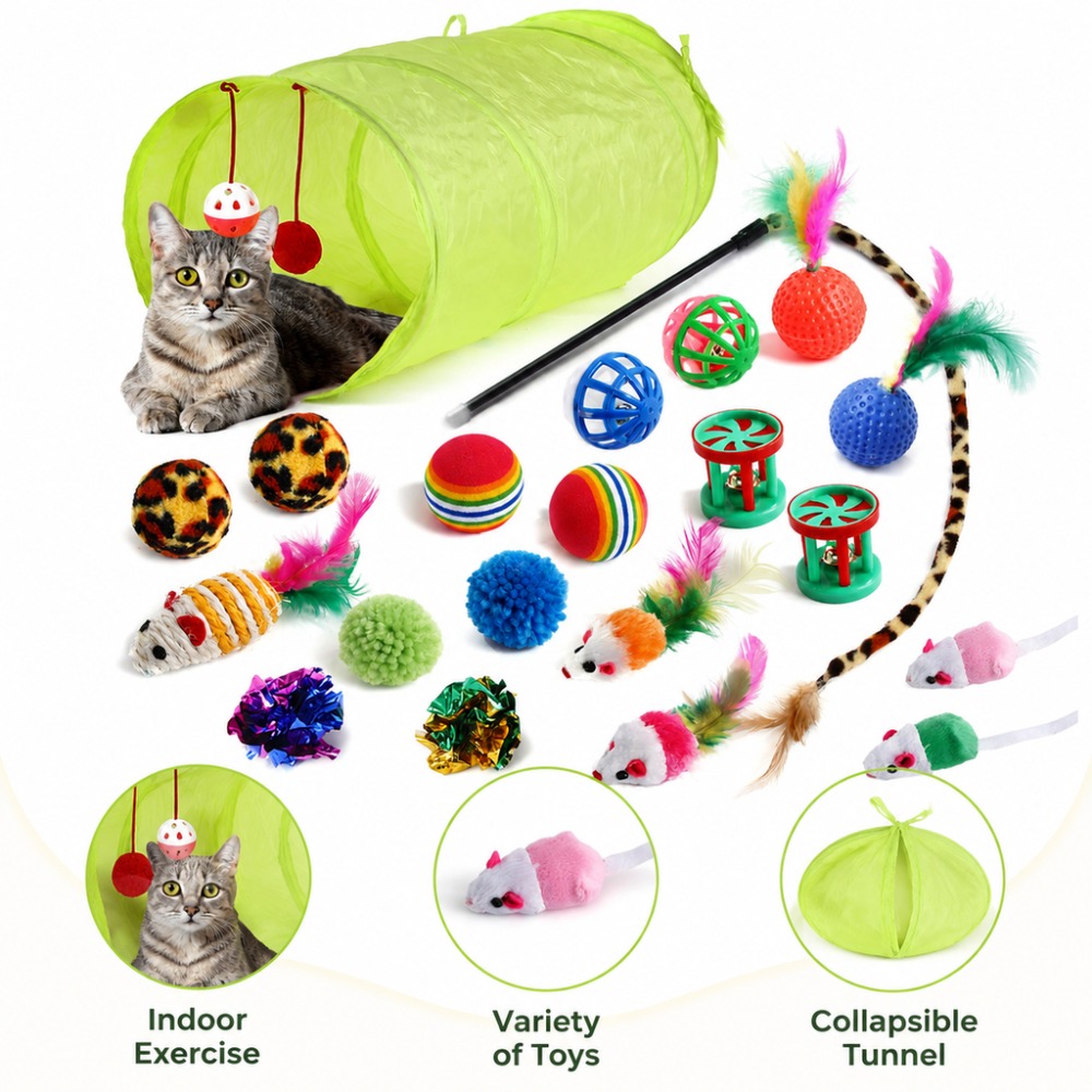 Catnip Interactive Plush Mouse - Набор игрушек для котят: палочка с
